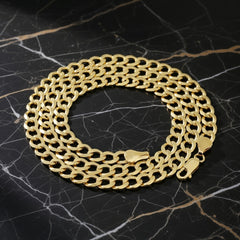 14K Solid Yellow Gold Curb Link Chain – 5.5mm, 20"–28" Length Options