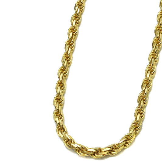 Men’s 14K Yellow Gold Rope Chain Necklace – 4.5MM Width