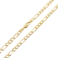 14K Yellow Gold Solid Figaro Chain for Men – 4.9mm, 22"–28" Lengths