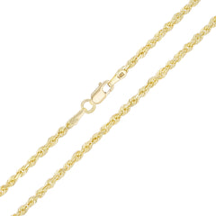 14K Yellow Gold Solid Diamond-Cut Rope Chain Necklace – 2.5mm (16"–30")
