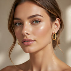 14K Solid Yellow Gold Hollow Hoop Loop Earrings – 22.3mm Diameter, 1.5 Grams