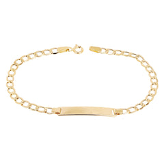 14K Yellow Gold Cuban Baby ID Bracelet, Engravable – 5mm 6.5", 2.1g