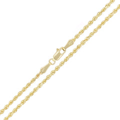 Solid 14K Yellow Gold 1.5mm Diamond-Cut Rope Chain Necklace – Multiple Lengths 16"–30"
