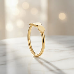 14K Yellow Gold Triple Oval Horizontal Stack Ring – 5.4mm Width, Size 6.5, 2.8 Grams