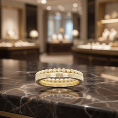 14K Solid Yellow Gold Plain Beaded Band Ring – Stackable, Size 8 (4.1mm, 5.5 Grams)