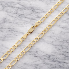 14K Yellow Gold Solid Figaro Chain for Men – 4.9mm, 22"–28" Lengths