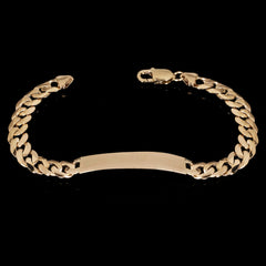 10K Yellow Gold Solid Curb Cuban Link ID Bracelet, 10.2mm (7–9")