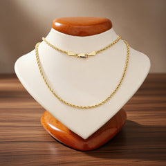 Solid 14K Yellow Gold 1.5mm Diamond-Cut Rope Chain Necklace – Multiple Lengths 16"–30"