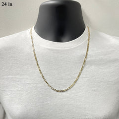 14K Yellow Gold Solid Figaro Chain Necklace – 3.2mm Classic Link, Multiple Length Options