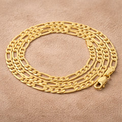 14K Yellow Gold Solid Figaro Chain Necklace – 3.2mm Classic Link, Multiple Length Options
